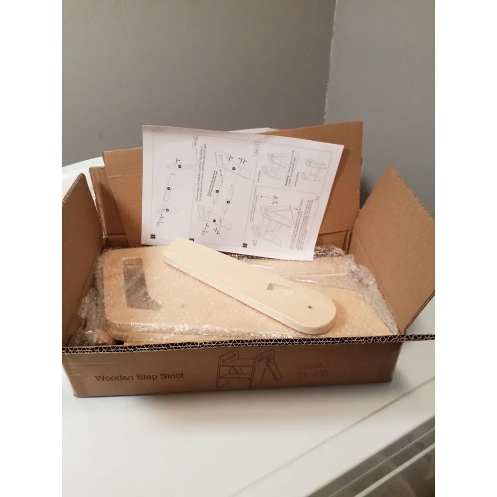 NEW Toddler Step Stool Non Slip Wooden Natural 300 LB Max